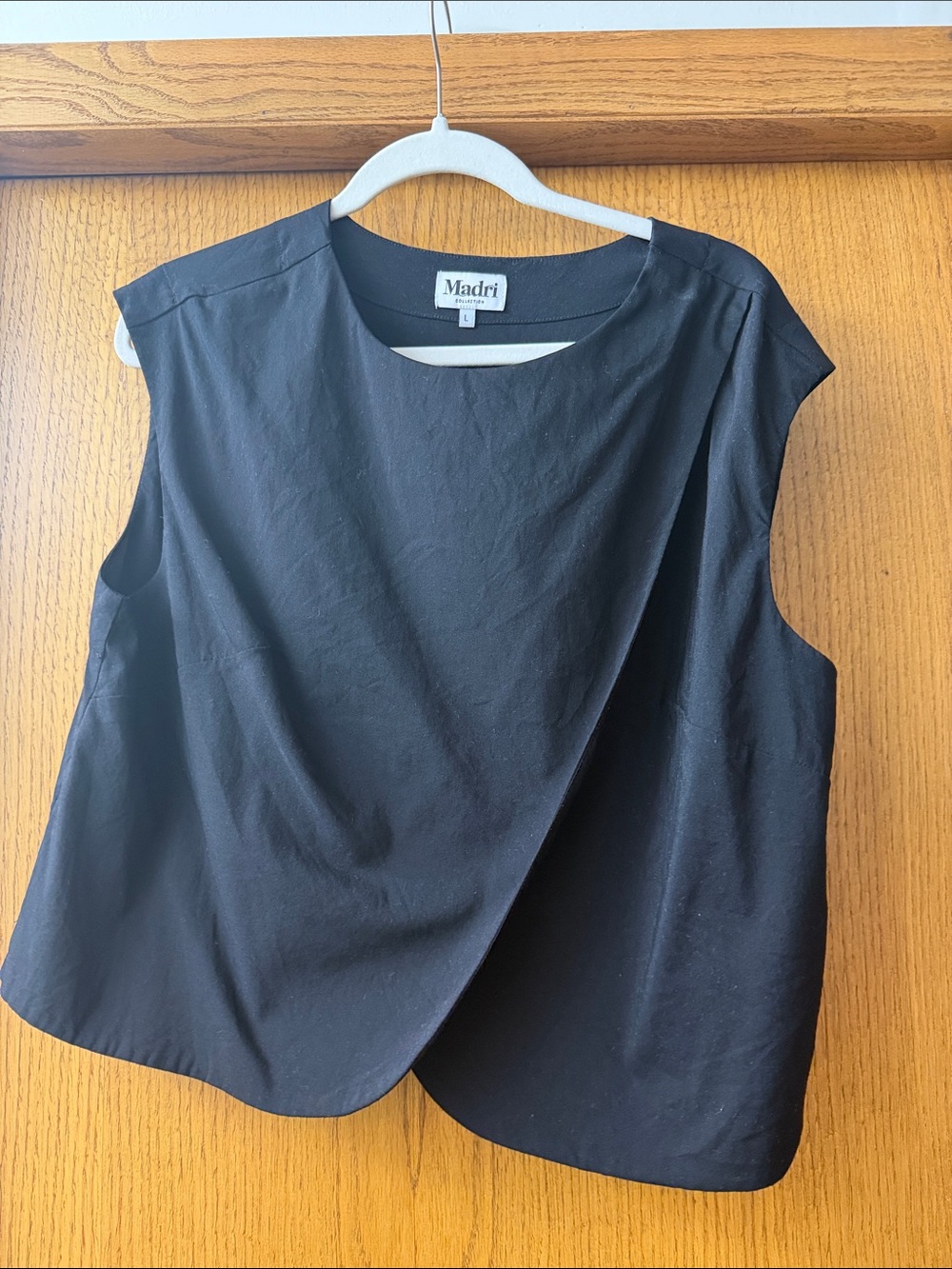 Black Draped Cap-Sleeve Camisole